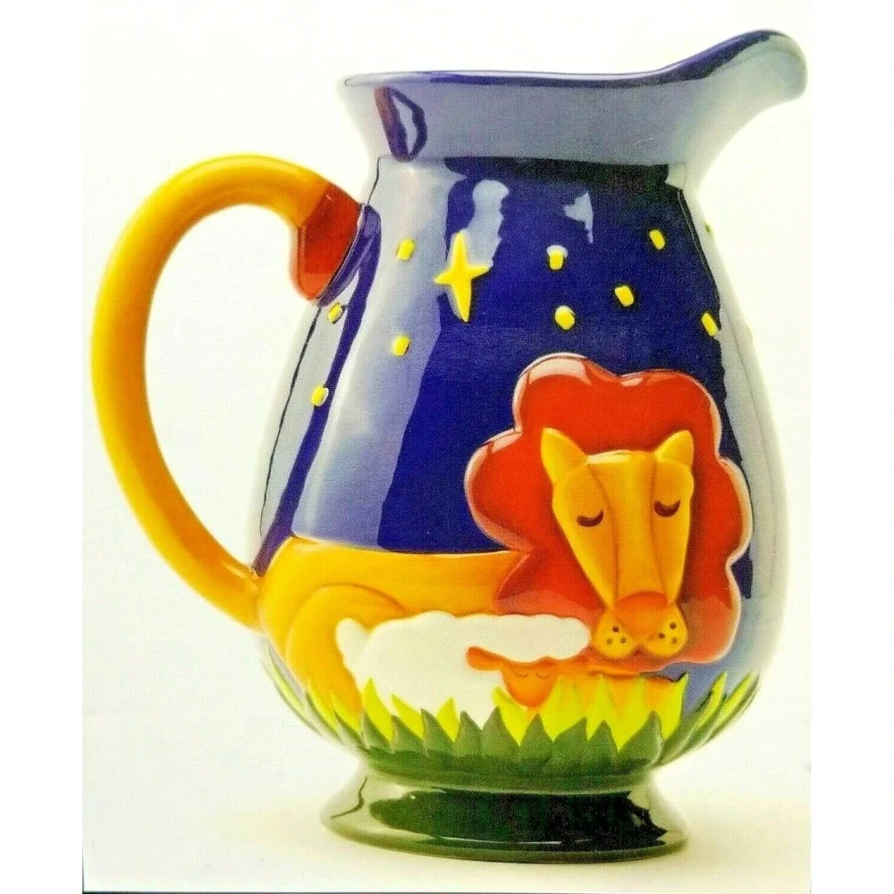 Lion and Lamb - Handcrafted Christmas Pitcher 